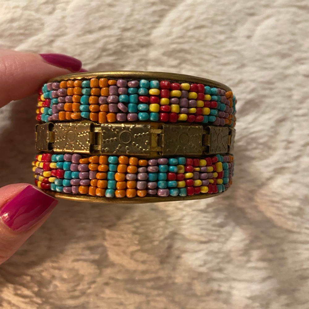 Colourful beaded bracelet cuff bought in Portugal